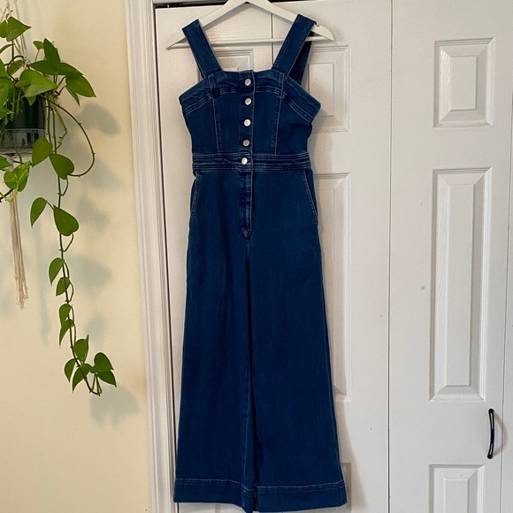 Anthropologie Maeve The Colette Portside Button-Front Jumpsuit Denim Edition - Picture 3 of 16